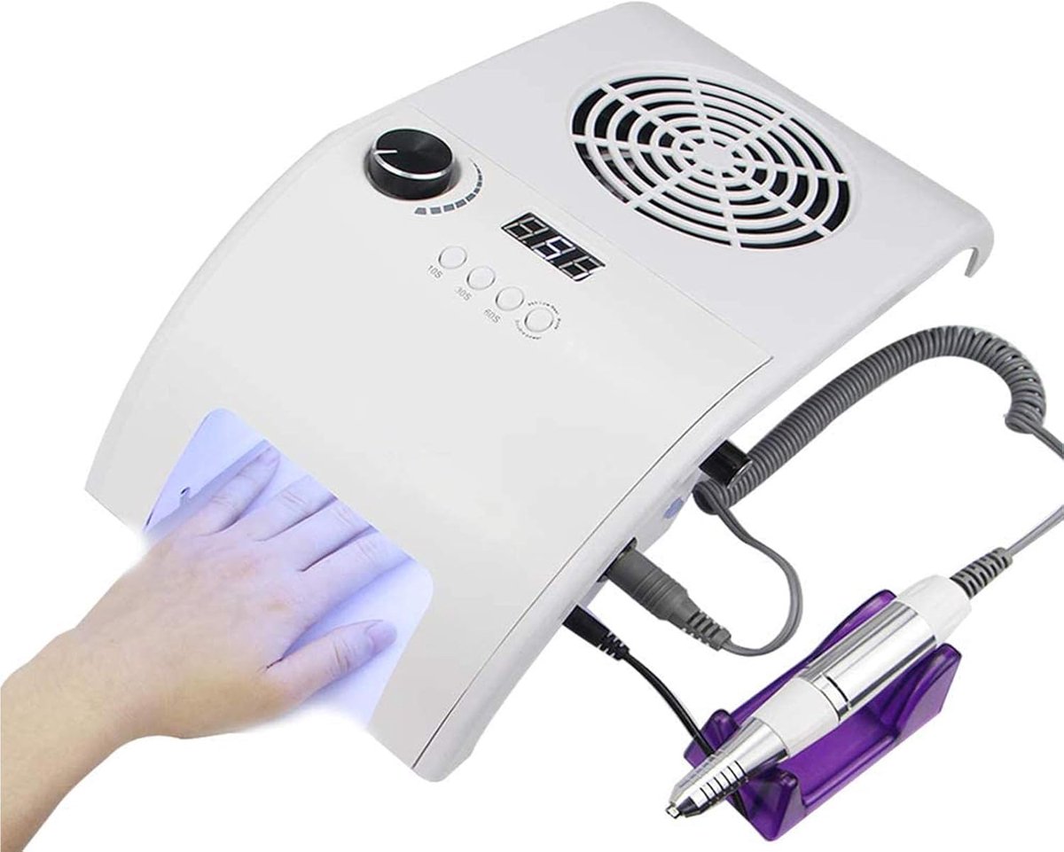 3-in-1 UV-LED Nagellamp met Stofzuiger en Nagelboor - Voor Professionele Manicures