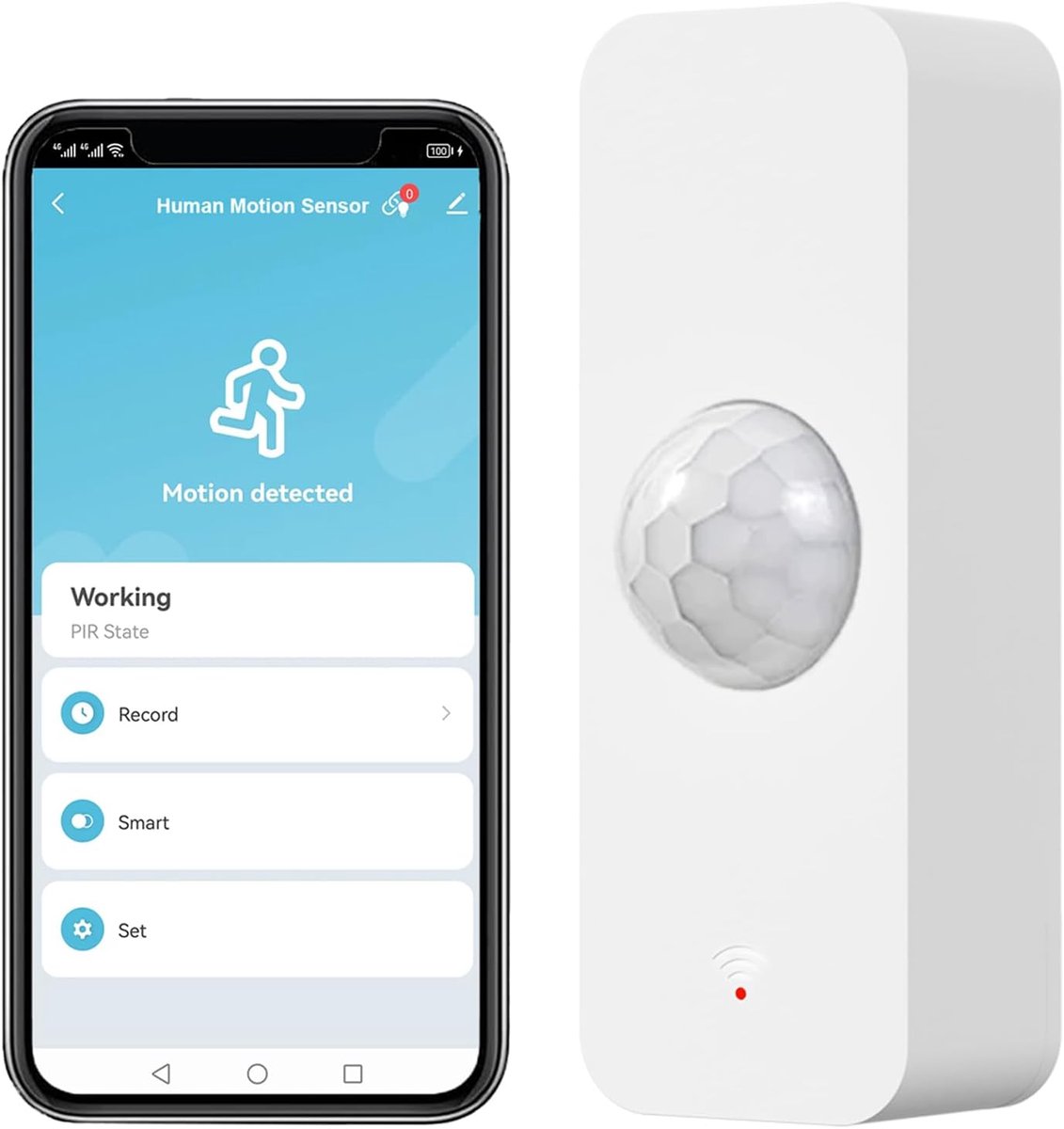 Draadloze PIR Bewegingssensor met App Alarm en 128 Graden Detectiebereik voor Huisbeveiliging