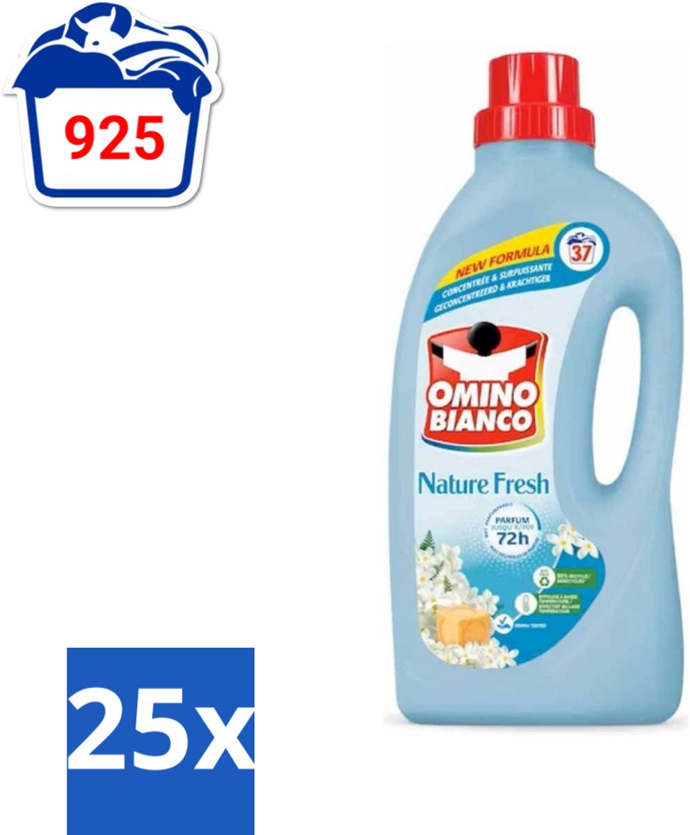 Omino Bianco - Natuurlijk Fris - Wasmiddel - Gekleurde Was - 37 Wasbeurten - Bulkverpakking - 25 stuks