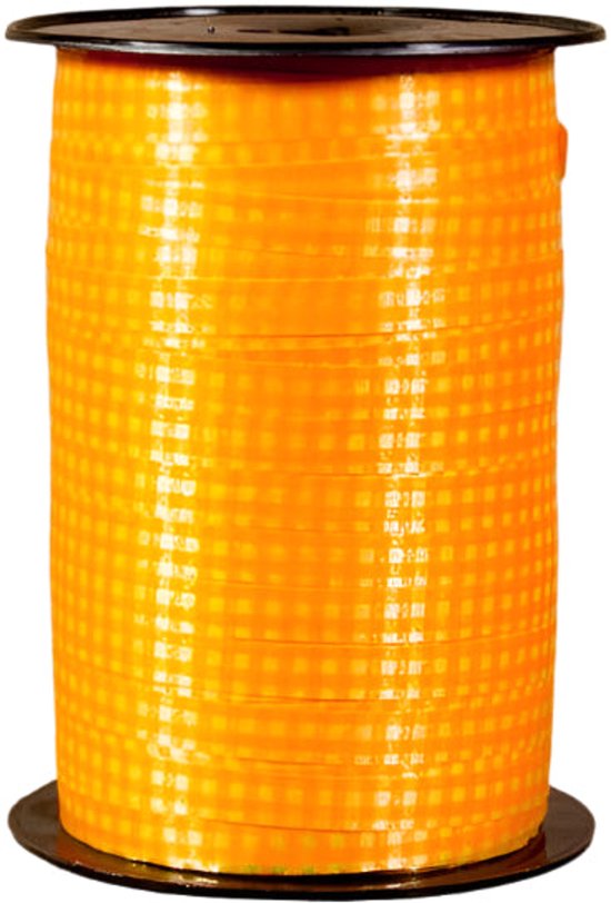 Ruban frisé à carreaux jaunes | 7,5 mm | 228 mètres