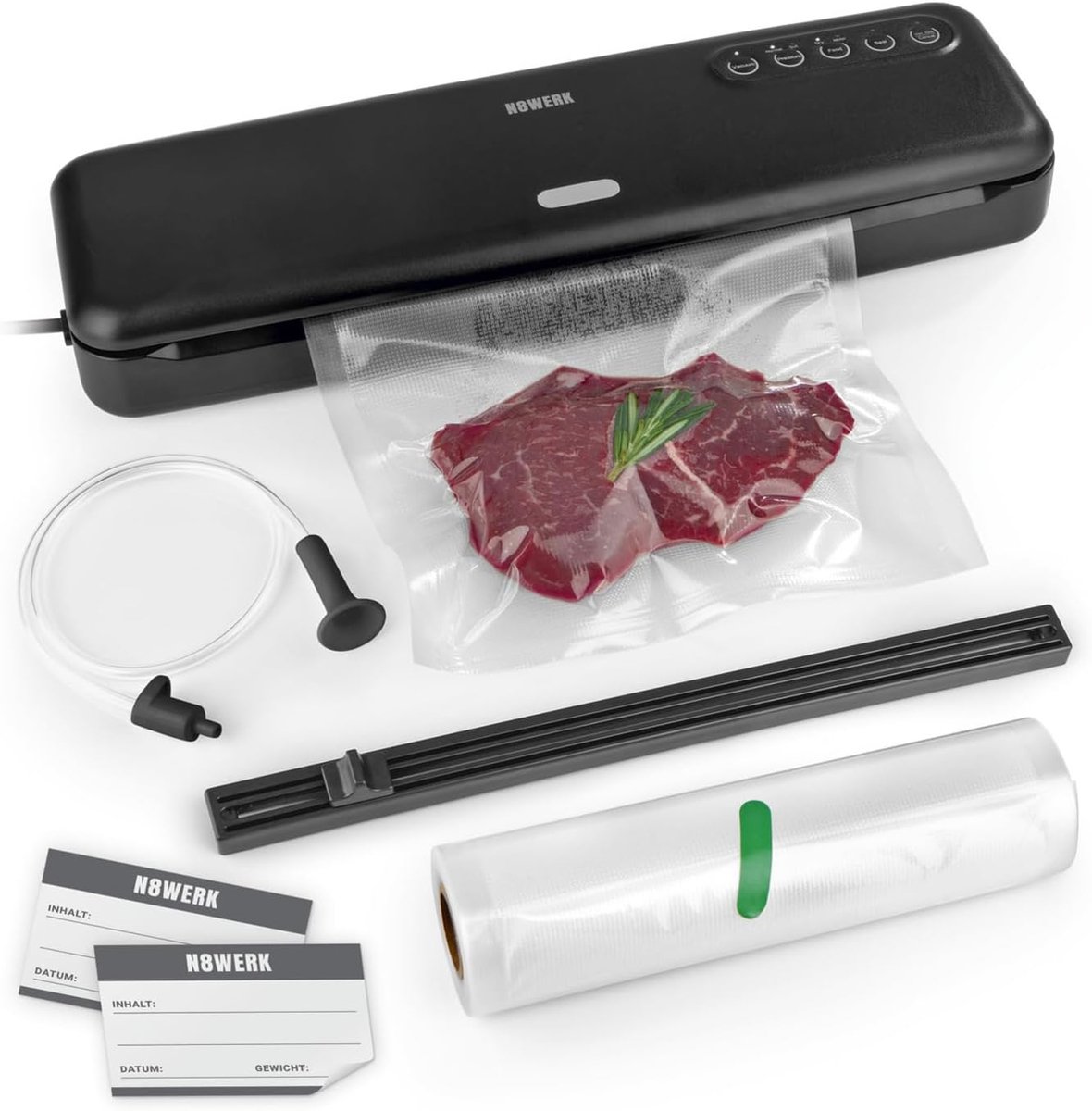 Vacuümmachine voor levensmiddelen | Gebruiksvriendelijke vacuümsealer met universele zakken | 30 cm lasnaad | Ideaal voor invriezen en sous-vide koken
