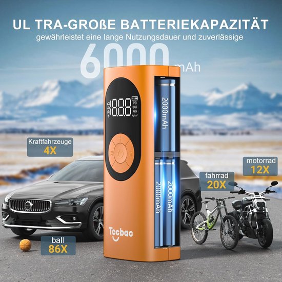Mini elektrische fietspomp 150 PSI USB-C digitaal display