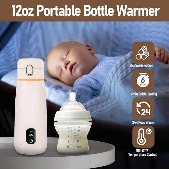 Flessenwarmer onderweg - Draagbare Baby Flessenwarmer - Intelligente Flesverwarmer - Oplaadbaar - Geschikt voor Borstvoeding & Babyvoeding - Draadloos te gebruiken om je melk op temperatuur te houden of krijgen van Merkloos — afbeelding 5