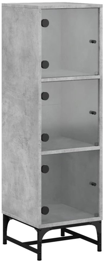 vidaXL Hoge kast met glazen deuren 35x37x142 cm wit, opbergrek, hoog