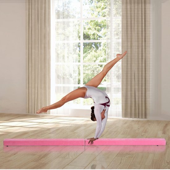 COSTWAY 210 cm evenwichtsbalk, opvouwbare gymnastiekbalk, turnbalk antislip, balansbalk tot 73 kg, draagbare balk met handgrepen, gymnastiek balansbalk voor thuis turnen (Lichtblauw