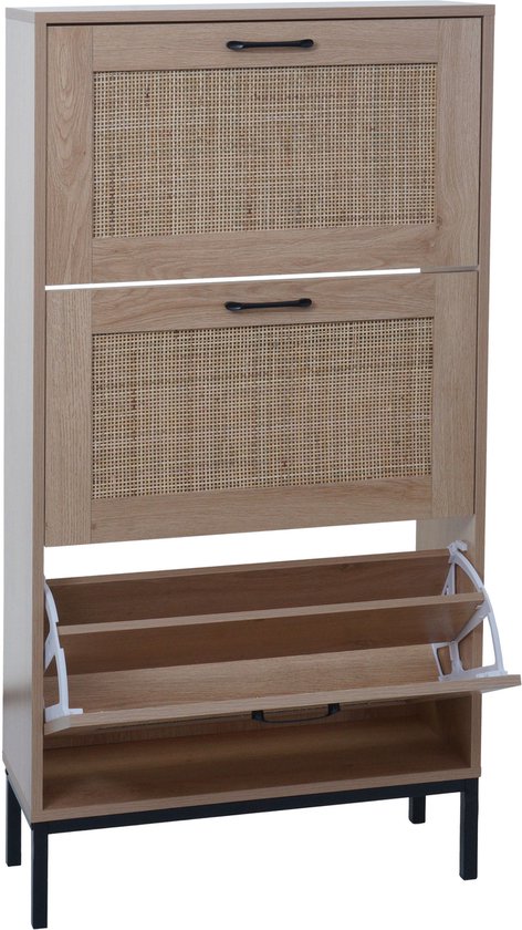 Rousseau Lilly Schoenenkast 3 Deuren, 1 Lade, Wit - H-H 117 x B-L 90 x D-P 35 cm | Leen Bakker