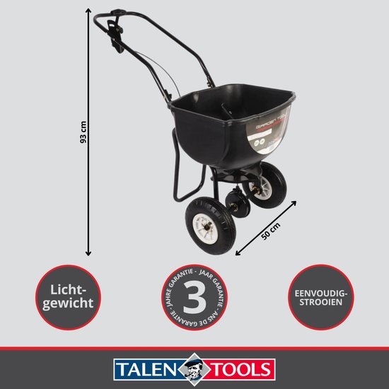 Talen Tools - Universele strooiwagen - 20L - Voor graszaad, kunstmest en zout - Opklapbare duwstang van Talen Tools — afbeelding 5