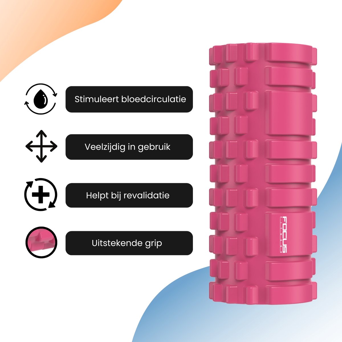 Foam Roller - Focus Fitness - 33 cm - Roze thumbnail 3