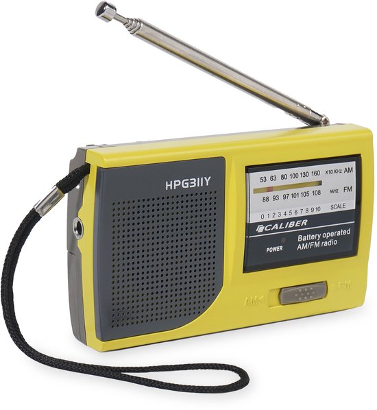 Caliber Noodradio - Radio op Batterijen - Kleine Draagbare Radio - Noodpakket - 72 uur Batterijcapaciteit - AM & FM Radio - Koptelefoonaansluiting (HPG311Y)