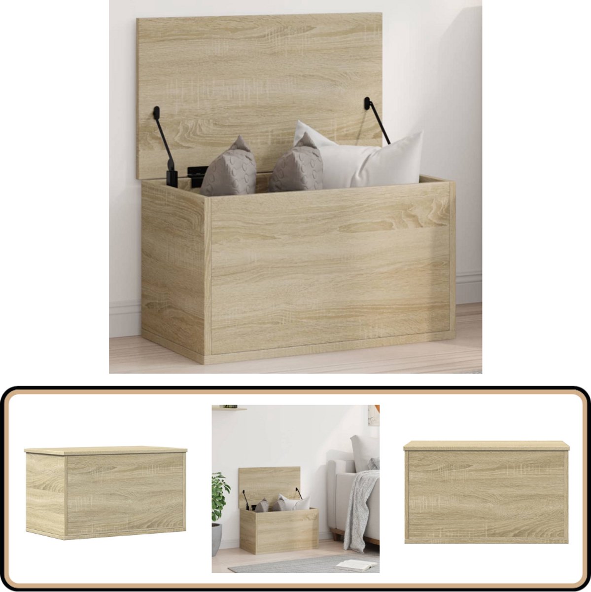 vidaXL - Opbergbox - 60x35x35 - cm - bewerkt - hout - sonoma - eikenkleurig
