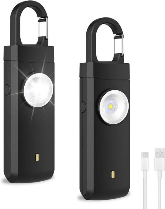 130 dB persoonlijk zelfverdedigingsalarm, sleutelhanger, led-zaklamp, schreeuwalarm voor ouderen, kinderen en meisjes, zelfverdediging elektronisch apparaat als tasdecoratie (meerkleurig