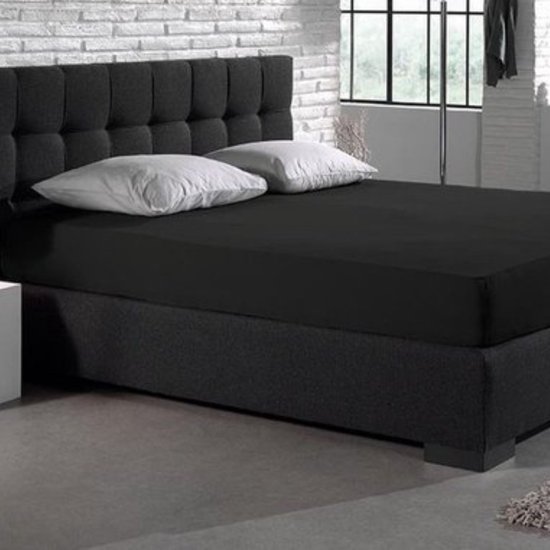 Sleeps Jersey Stretch Hoeslaken - 100% Katoen - 200x200/220 cm - Zwart - Strijkvrij van Sleeps — afbeelding 2