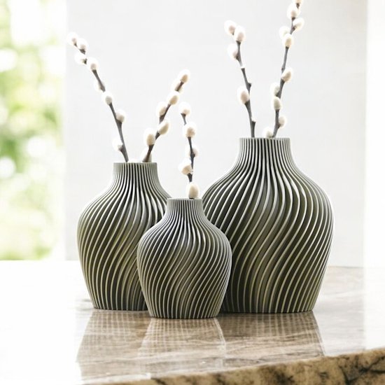 Ocel Design "CONSDORF" Metallic - Set de Vases design pour Fleurs Droog ou fraîches - Sans tubes en verre