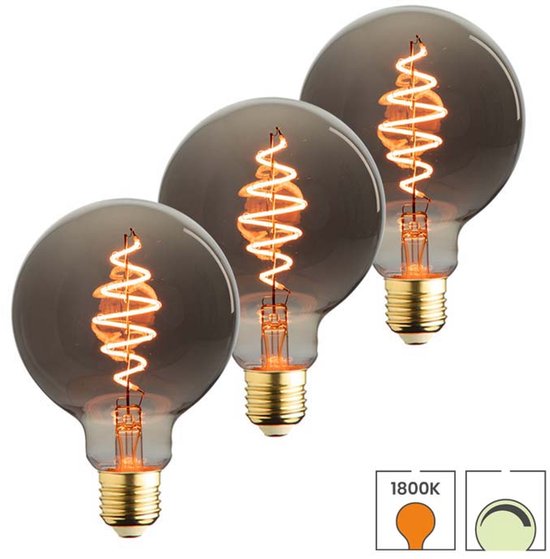 Lybardo - E27 LED Lamp - 3-pack - 95mm - 6W Dimbaar - 1800K Extra Warmwit Licht