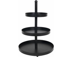 Etagère - zwart - metaal - 3-laags - D25 x H35 cm - serveerschaal