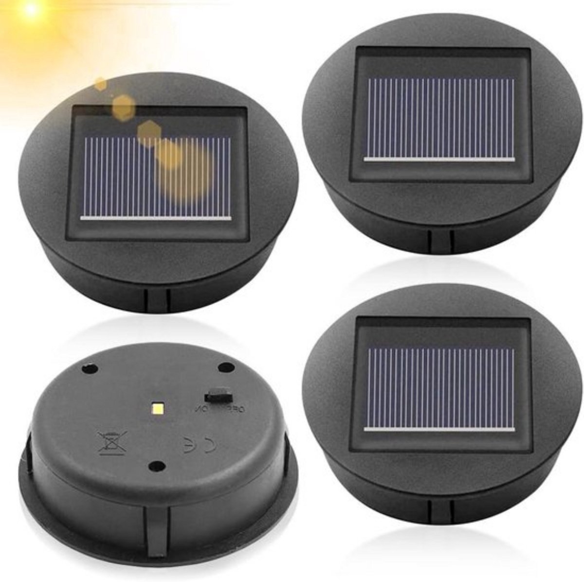 Reserveonderdelen voor solarlampen, 6 x 8,5 cm, vervangende top met heldere led, zonne-verlichting, vervangende top, zonnepaneel, lantaarn, reserveonderdeel voor zonnelamp, lantaarndeksel