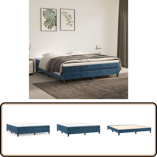 Cadre de lit vidaXL - 180 x 200 cm - Velours - Sommier tapissier bleu foncé - Couleurs foncées - Cadre de lit en velours - Lit double - Confort de couchage