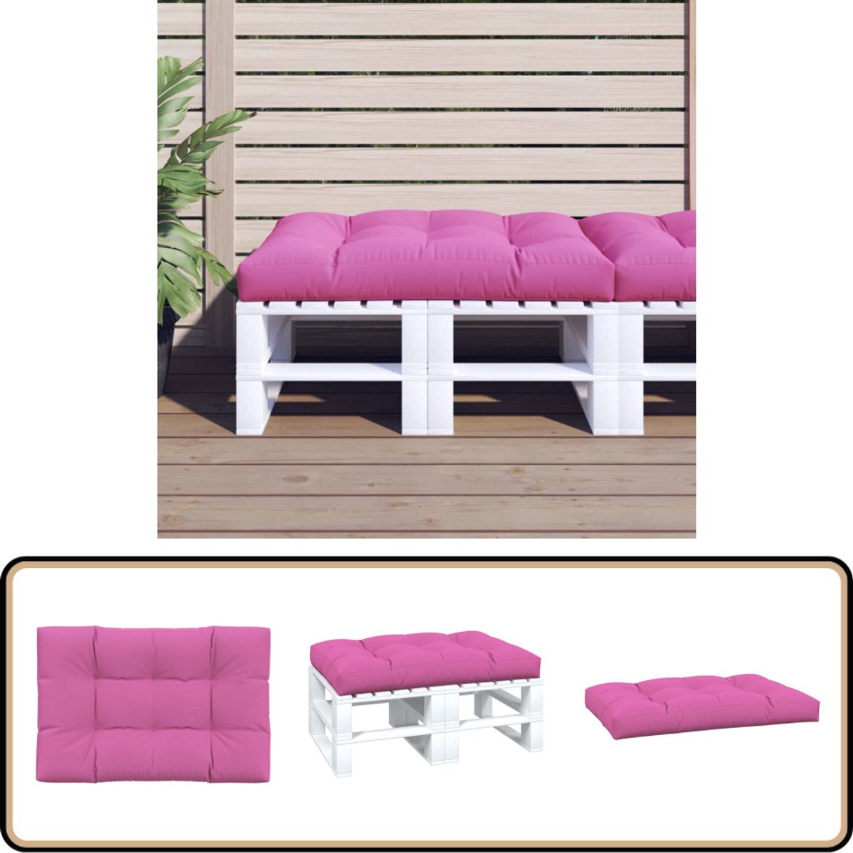vidaXL Pallet Tuinset - grenenhout - 60 x 65 x 71.5 cm - crèmewit