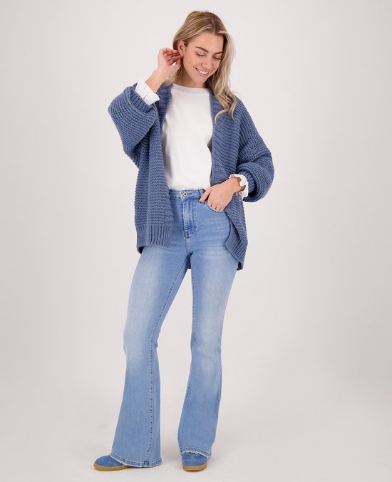 Je m'appelle Dames Broek Flared Met stretch - Blauw - Maat S