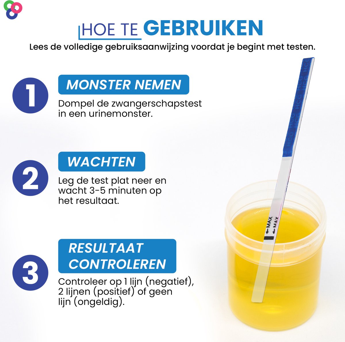 Sensitest Zwangerschapstest Dipstick – 48 stuks – 10 mIU/ml – Test vanaf 6 dagen vóór menstruatie – Uitslag in 5 minuten – Inclusief handleiding & zwangerschapskalender – foto 2