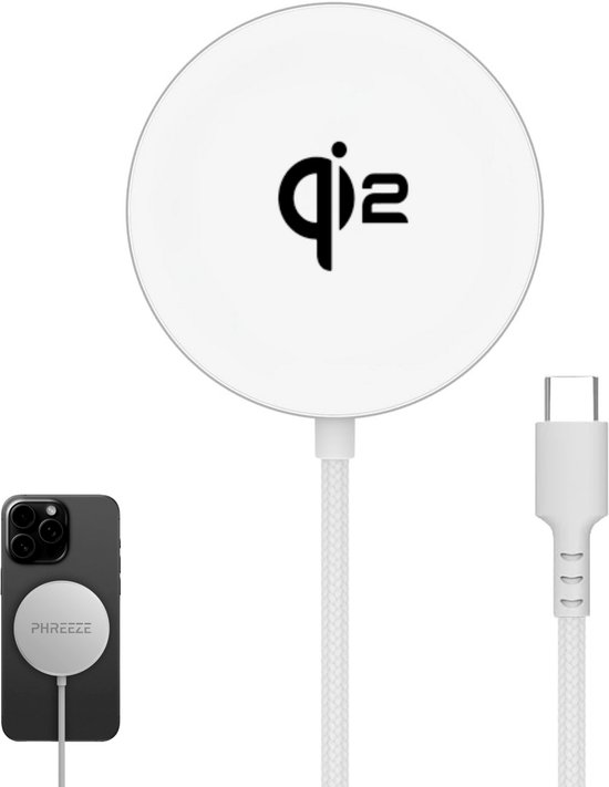 Qi2 Draadloze Oplader geschikt voor Apple iPhone 16, 15, 14, 13, 12 met MagSafe - Oplader Magnetisch - Snellader - Wireless Charger