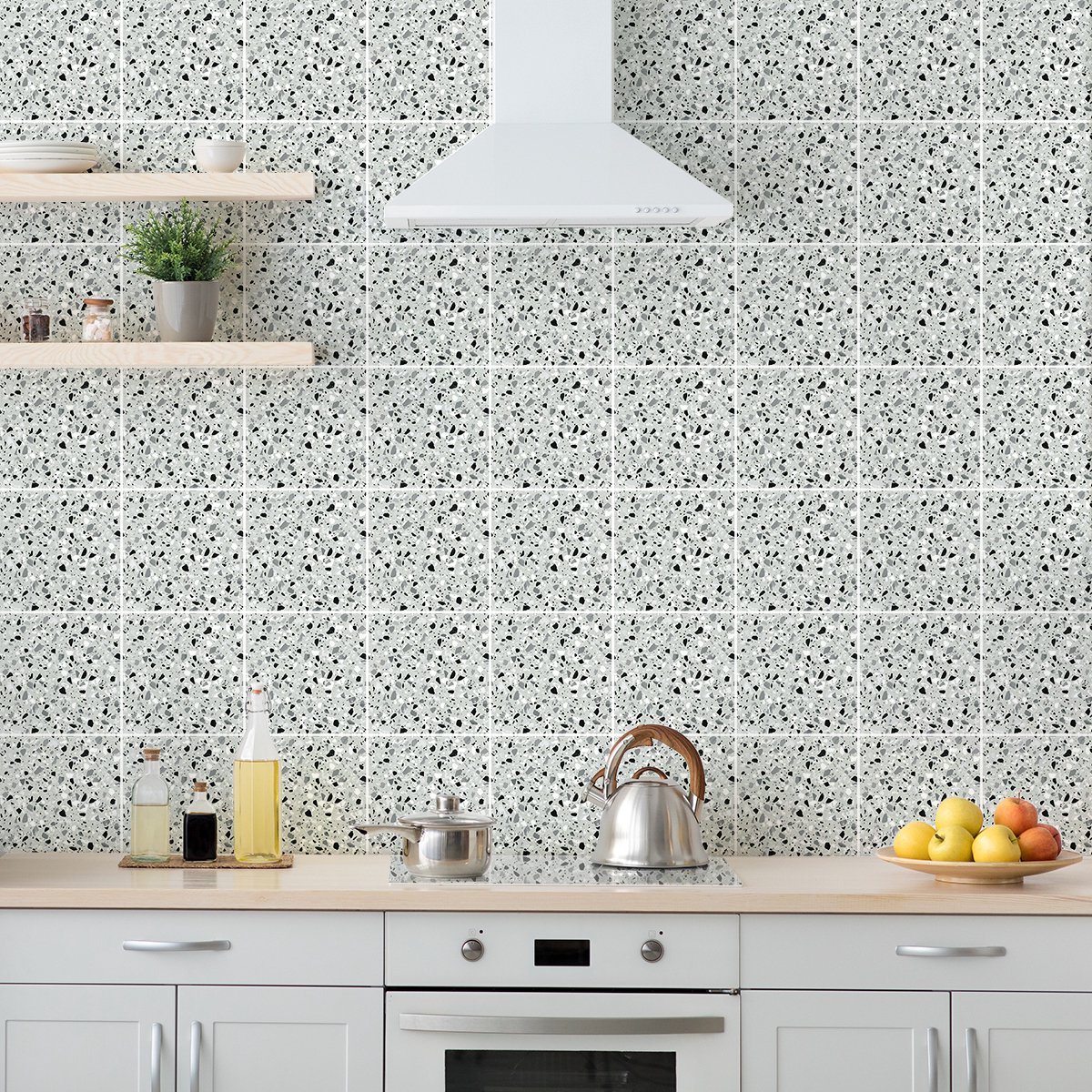 Ambiance Sticker Zelfklevende tegelmuurstickers voor keuken en badkamer - 60 Vito Terrazzo cementtegelstickers - 60 stickers 10x10cm Multi color