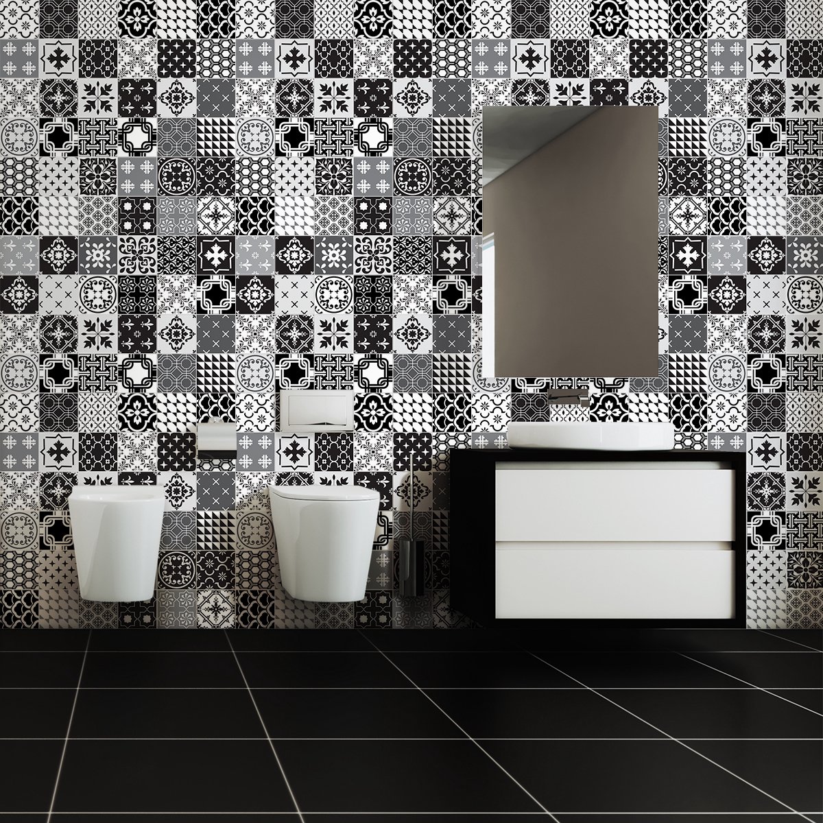 Ambiance Sticker Zelfklevende tegelmuurstickers voor keuken en badkamer - 60 Azulejos Manuela tegelstickers - 60 stickers 15x15cm Multi color