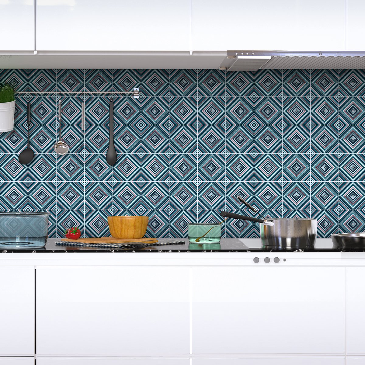 Ambiance Sticker Zelfklevende tegelmuurstickers voor keuken en badkamer - 60 etnische Nahala tegelstickers - 60 stickers 10x10cm Multi color