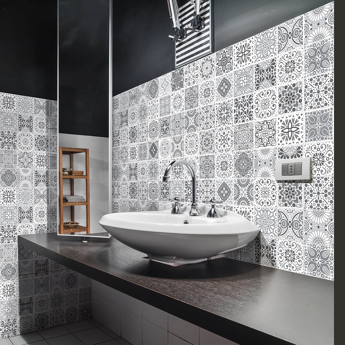 Ambiance Sticker Zelfklevende tegelmuurstickers voor keuken en badkamer - 60 Yanina Azulejo tegelstickers - 60 stickers 15x15cm Multi color