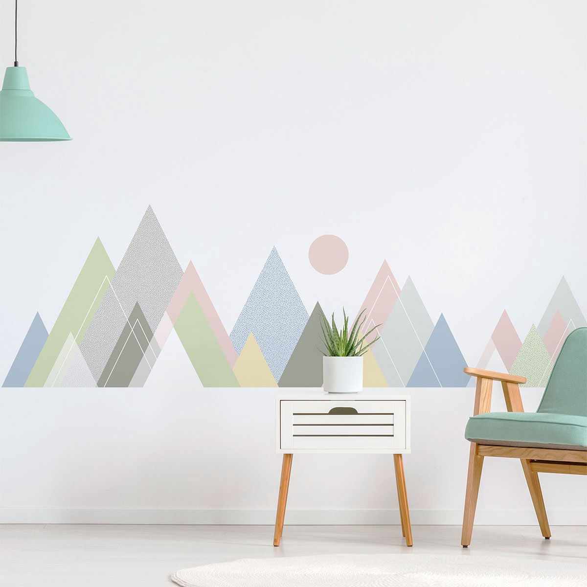Ambiance Sticker Muurstickers - Decoratie voor slaapkamer/woonkamer - Gigantische muursticker van het Scandinavische Juragebergte - 80x120cm Multi color