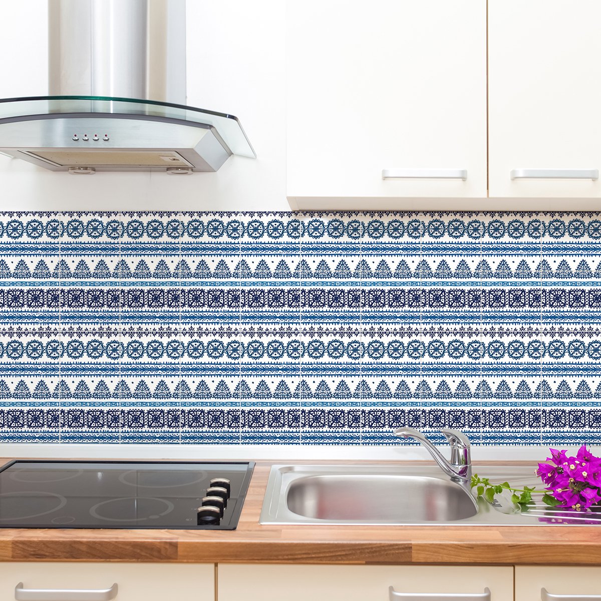 Ambiance Sticker Tegelstickers voor de muur in keuken en badkamer - 30 etnische cementtegelstickers, Kaapstadse stijl - 30 stickers, 10x10 cm Multi color