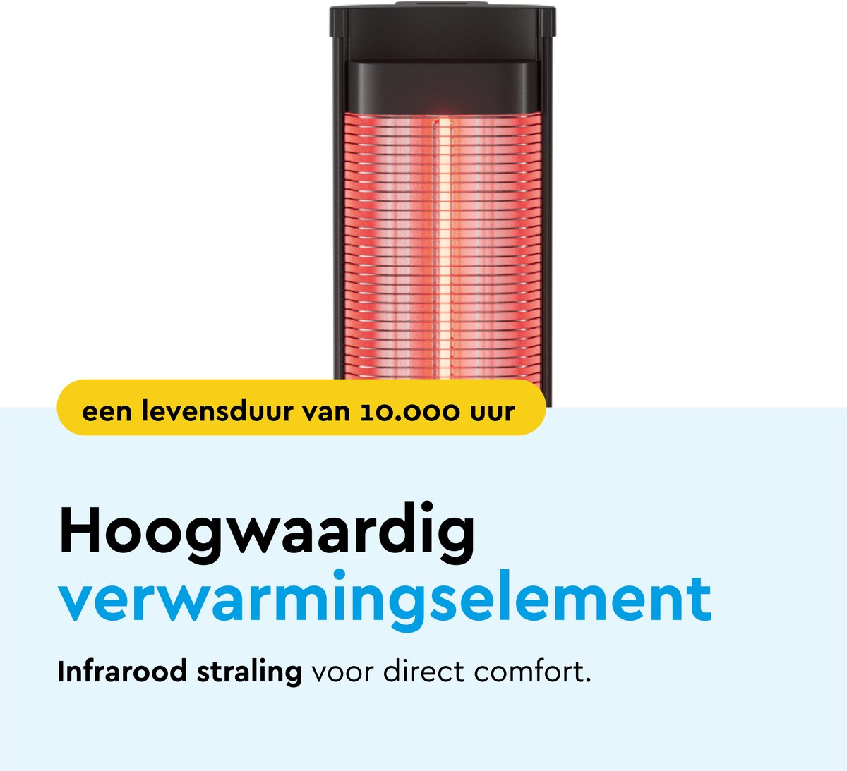 BRASQ Elektrische Terrasverwarmer staand – 2000 watt - 3 warmtestanden – met Afstandsbediening en timer – Infrarood heater – spatwaterdicht – verwarming voor binnen en buiten – Zwart – foto 2