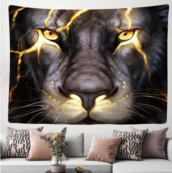 Ulticool - Lion Lion Head Nature - Tapisserie - 200x150 cm - Groot tapisserie - Affiche