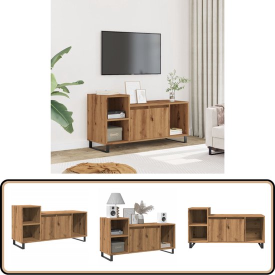 Tv-meubel 100x35x55 cm bewerkt hout bruin eikenkleur