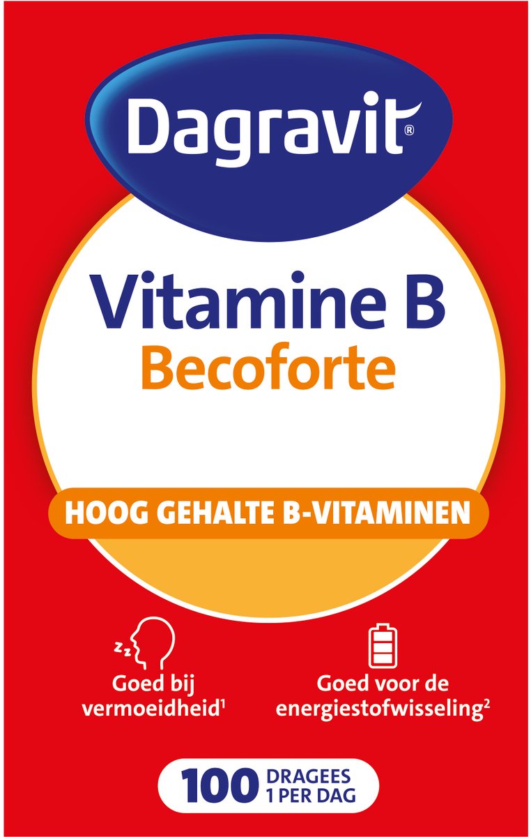 Goedkoopste Dagravit Vitamine B Becoforte - Vitamine B3, B5, B6, B11 en B12 helpen om vermoeidheid te verminderen - 100 tabletten