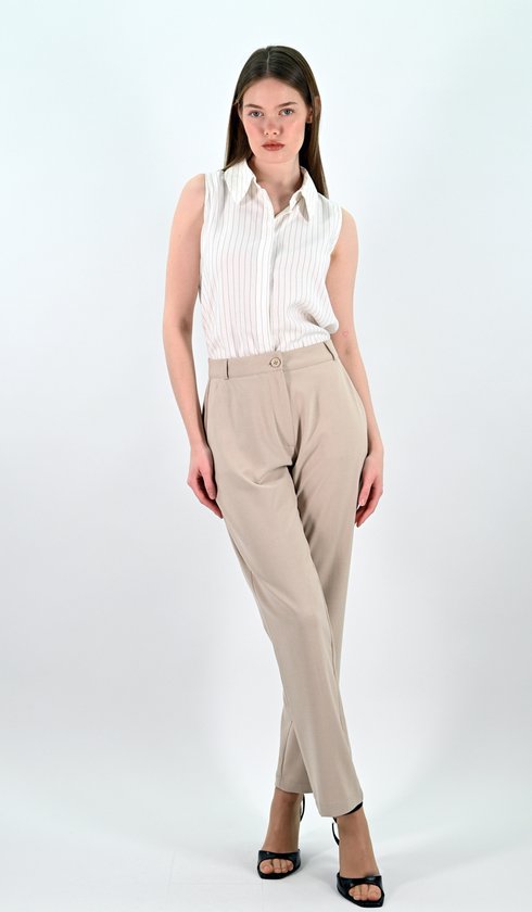 YesMooi - Straight-Leg Broek - Beige - M (38) - Dames Broek