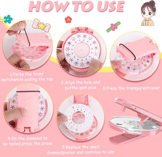 Automatische haarvlechten, haarbedazzler kit, roze