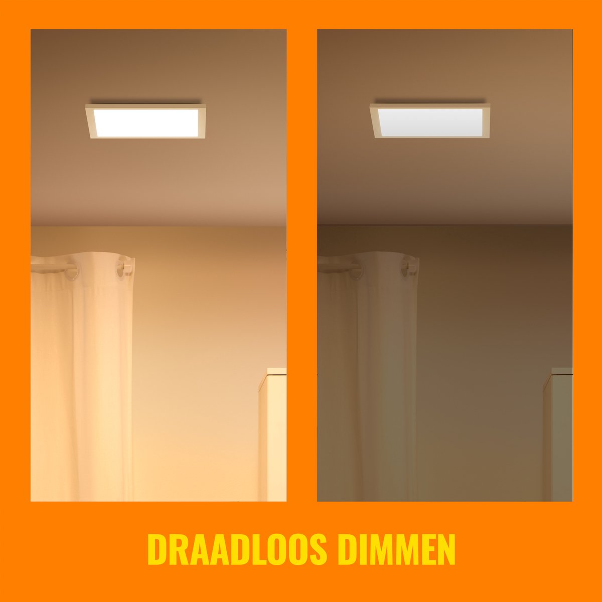 Wiz Plafondlamp Panel Vierkant Wit - Slimme LED-Verlichting - Warm- tot