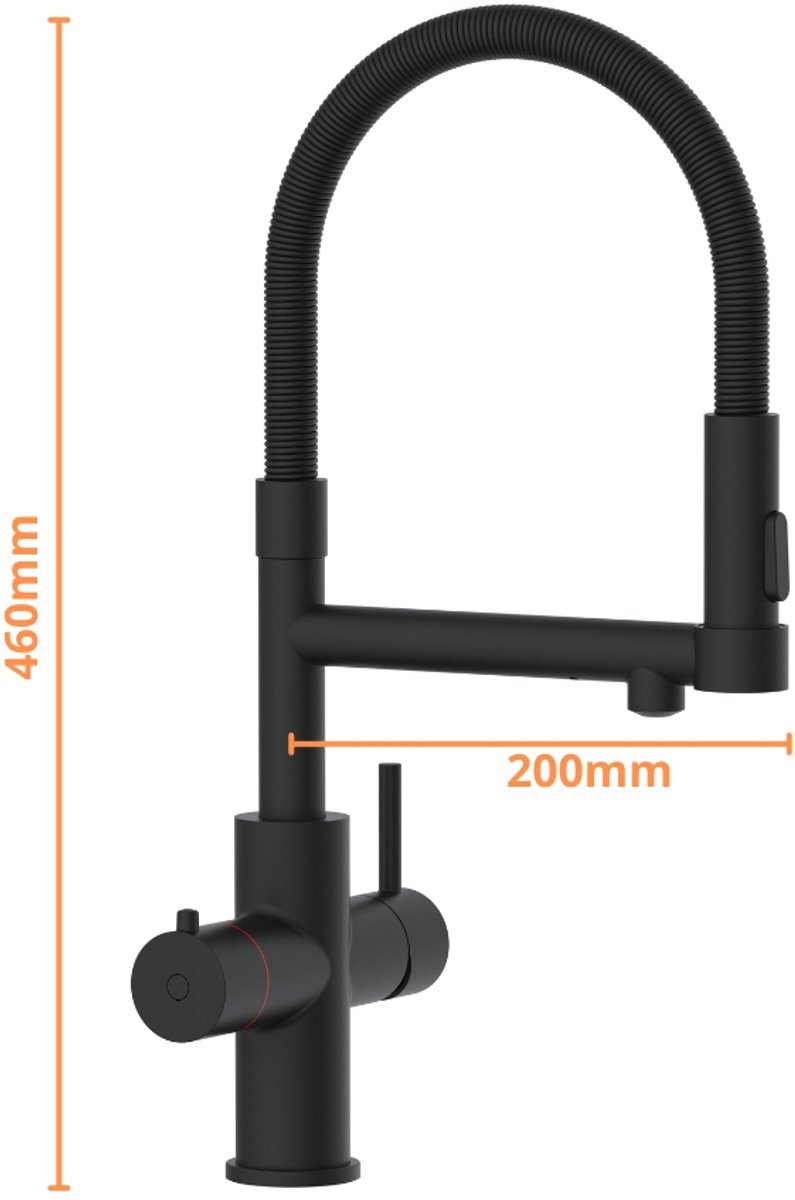 3-in-1 kokendwaterkraan ZWART | Flexibele uitloop thumbnail 3