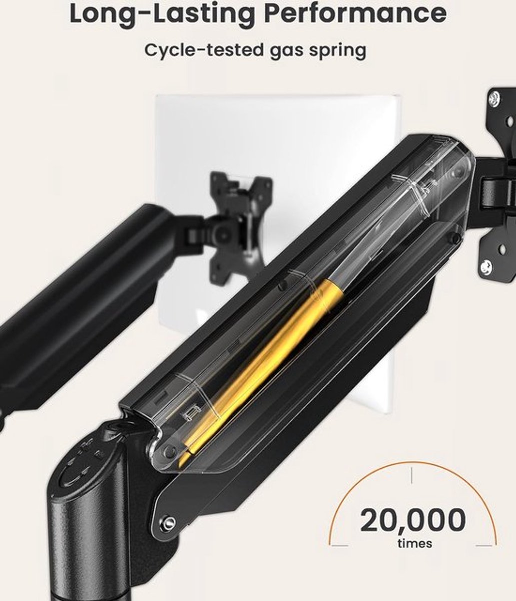 Sounix Dubbele Monitor arm - Tot 2x9kg - Monitor Beugel voor 13-32 Inch - Verstelbaar - Universeel - Zwart thumbnail 4