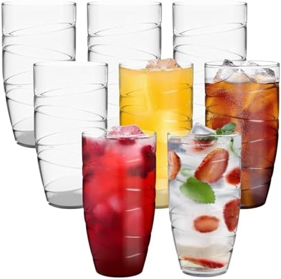 HEFTMAN 10-550ml Plastic Tumblers Set - Spiral Design Acrylic - Foto 6