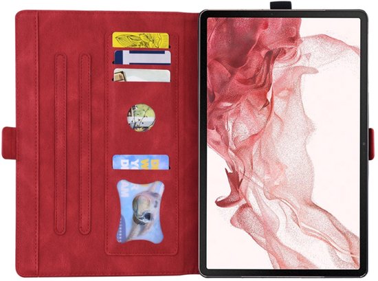 Étui de protection de Luxe pour Samsung Galaxy Tab S9 FE - S10 FE - 10,9" - Motif cœur et papillon - Rouge