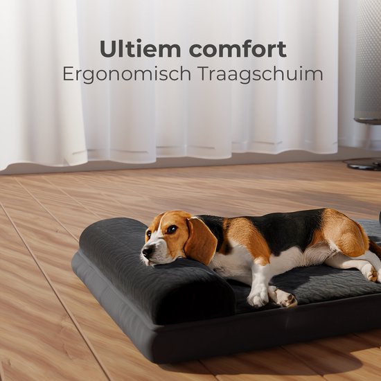 CozySense® – Coussin pour chien – Coussin orthopédique pour chien – 75 x 45 Cm – Taille M – Imperméable – Comfort ergonomique et soutien des articulations – Convient comme coussin de banc et lit pour chien – Zwart