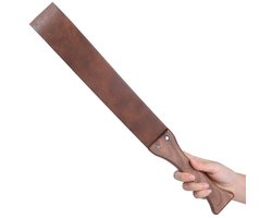Nooitmeersaai - Paddle met houten handvat - PU leer - Bruin - 46cm