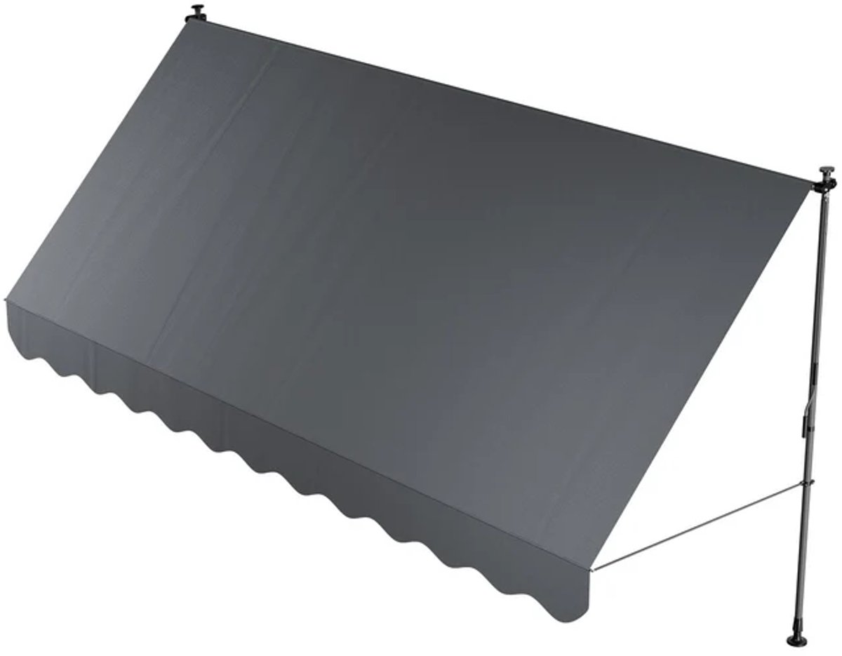 Luifel / Klemluifel met handslinger - Balkonluifel kapstadt 400x120 cm - Grijs