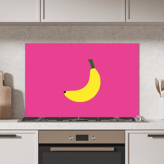 Crédence de Cuisinière en Aluminium 90x60 cm - Banane - Jaune - Fruit - Écran Pare-éclaboussures pour Plaque de Cuisson - Protection Murale