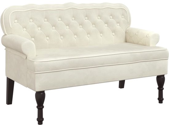 Banc avec dossier vidaXL - Velours - Crème - Banc confortable - Banc élégant - Banc en velours - Banc de jardin - Banc d'intérieur
