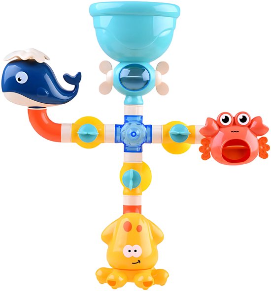 Teedz - Badspeelgoed - Waterrad - Fontein – Waterspeelgoed met Dieren - Octopus - Walvis - Krab – Educatief en Interactief – Voor Bad & Zwembad – vanaf 3 jaar