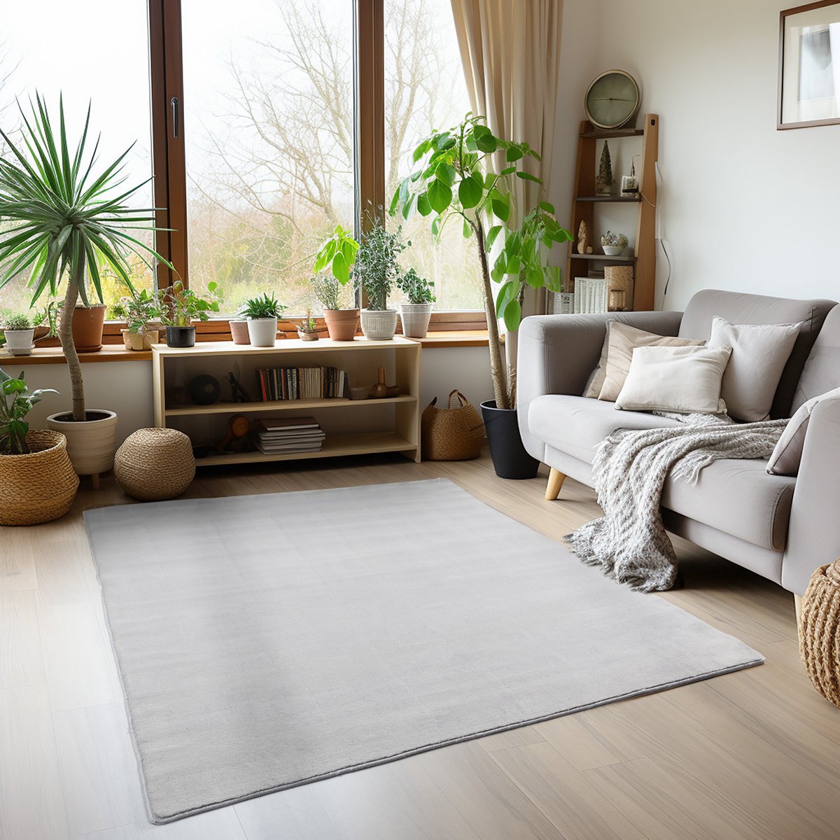 Sky Soft Uni Basic - Vloerkleed - Laagpolig - Effen Kleur - Zilver - Woonkamer Tapijt- 60x100 CM