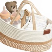 Roze kleine geweven opbergmand, gevlochten met handgrepen, katoenen touw- rekmand voor kinderen, speelgoedmand, wasmand voor kinderkamer, slaapkamer, badkamer, organiseren van kleding